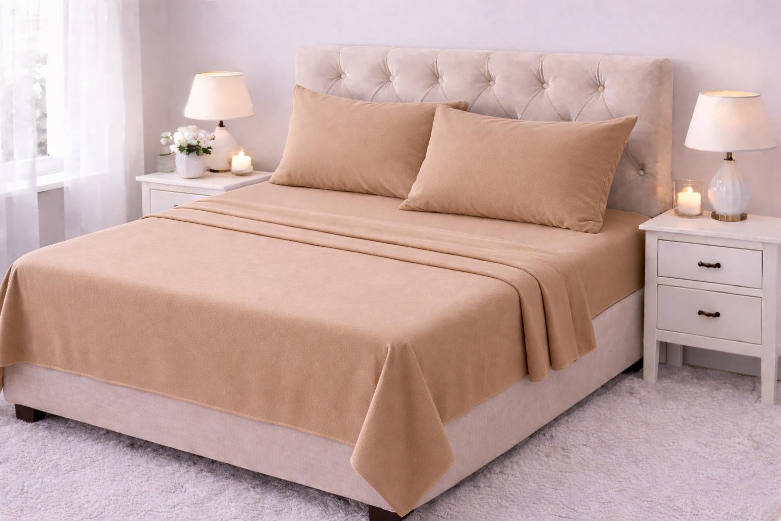 Brushed Cotton Flannelette Flat Sheet with Pillowcases – Thermal Bedding – image 5